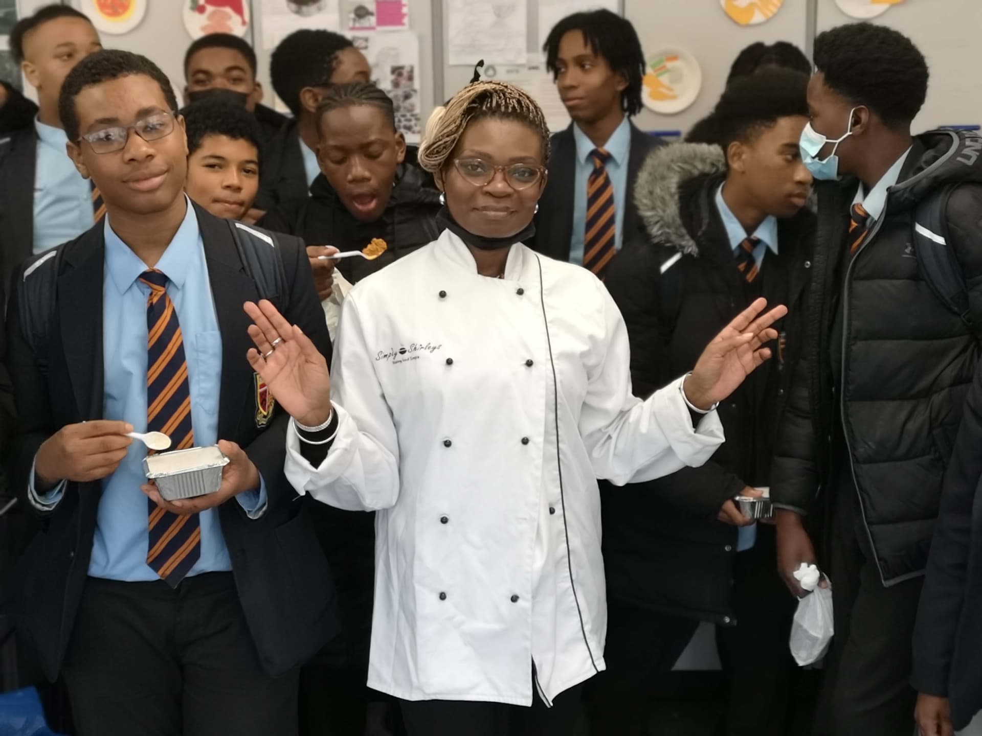 Chef teaching students in classroom